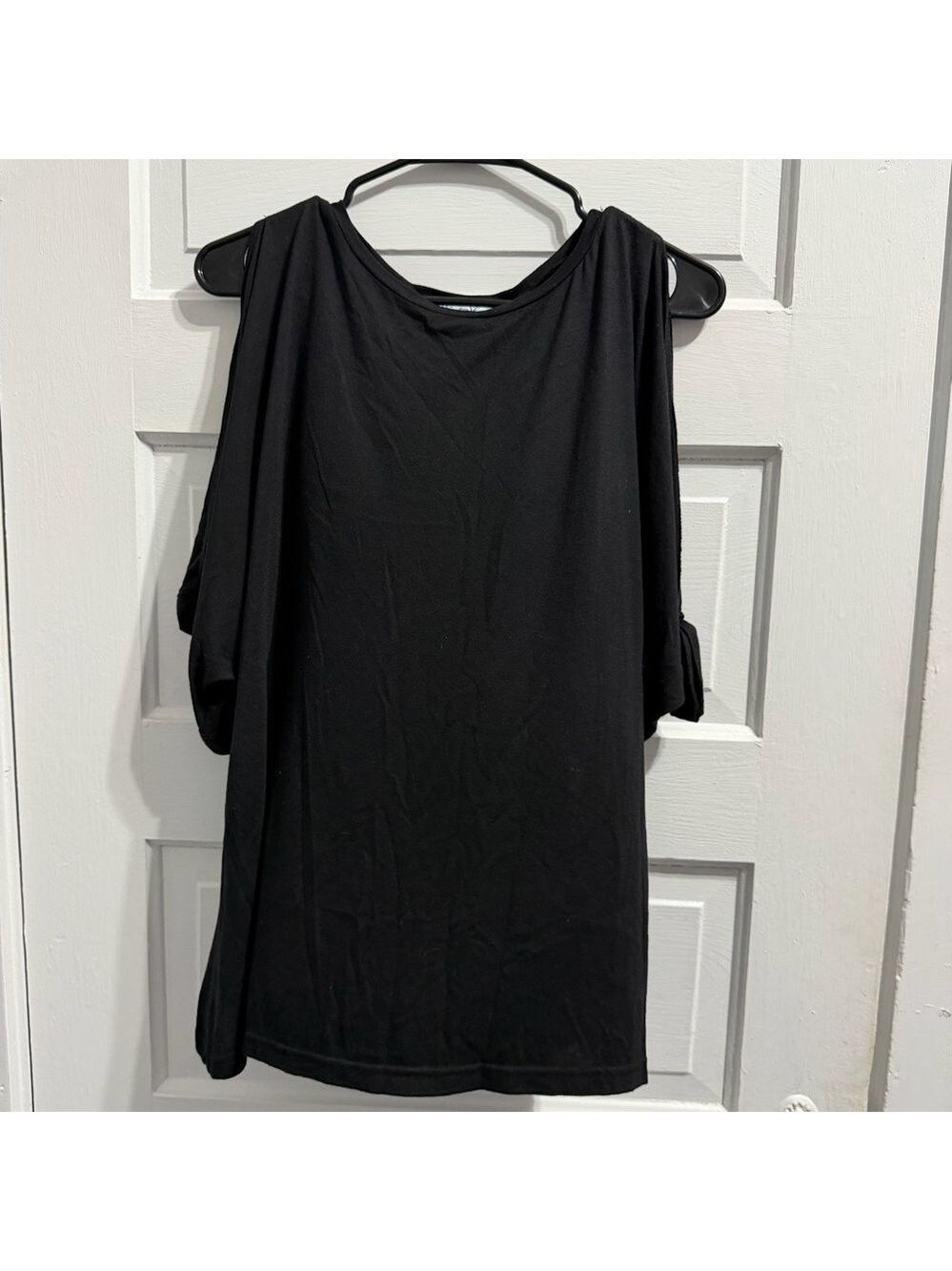 She + Sky Black Tunic Top / Dress - Cold Shoulder Style with Tie Knots size M - Picture 2 of 6